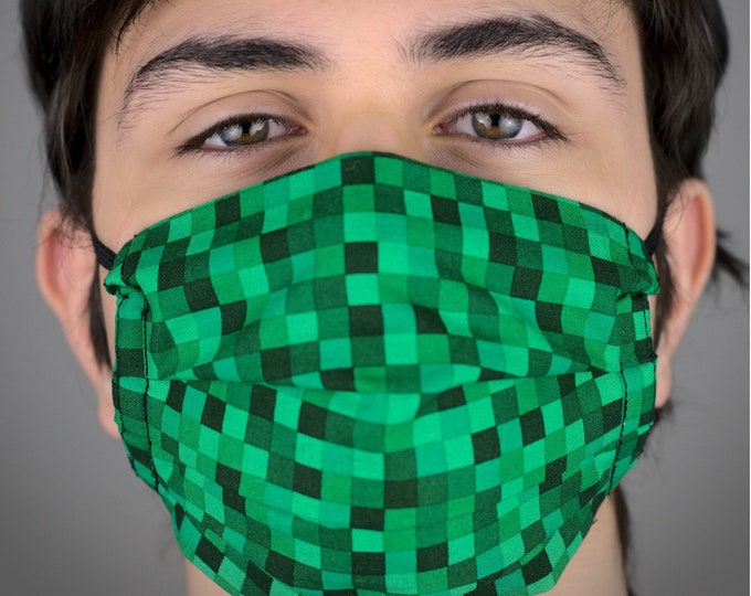Pixels Video Gameface Mask Washable Reusable 100 Cotton Etsy