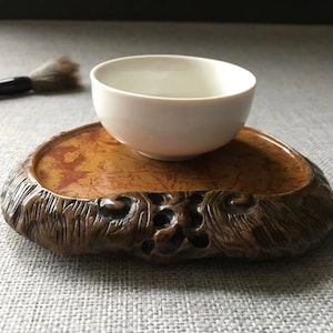 old chinese red silk inkstone 红丝砚 tea cup base 030603