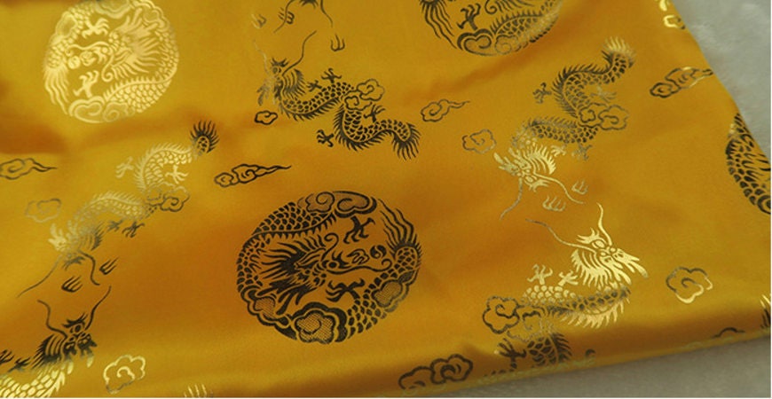 Chinese Dragon Robe Brocade Jacquard Satin Fabrics Kungfu | Etsy