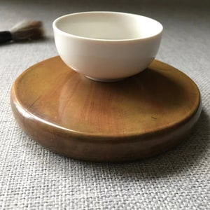 old chinese red silk inkstone 红丝砚 tea cup base 030602