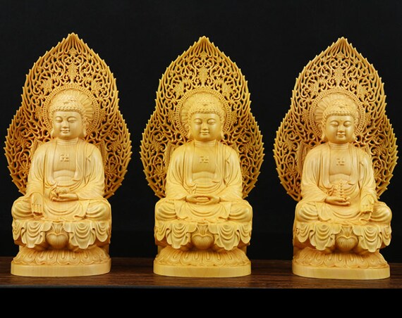 Chinese folk art Yueqing boxwood carving figure: set of three | Etsy