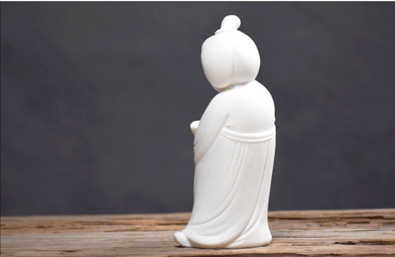 Tang lady and dog chinese white glazed porcelain tea pet incense burner