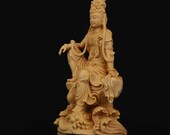 chinese folk art Yueqing boxwood carving figure Guanyin Bodhisattva