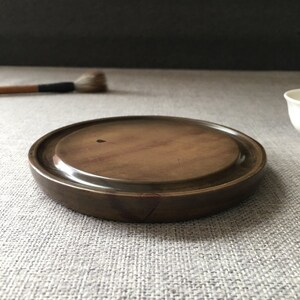 old chinese red silk inkstone 红丝砚 tea cup base 0807