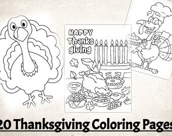 20 Thanksgiving Kleurplaten Digitale Download