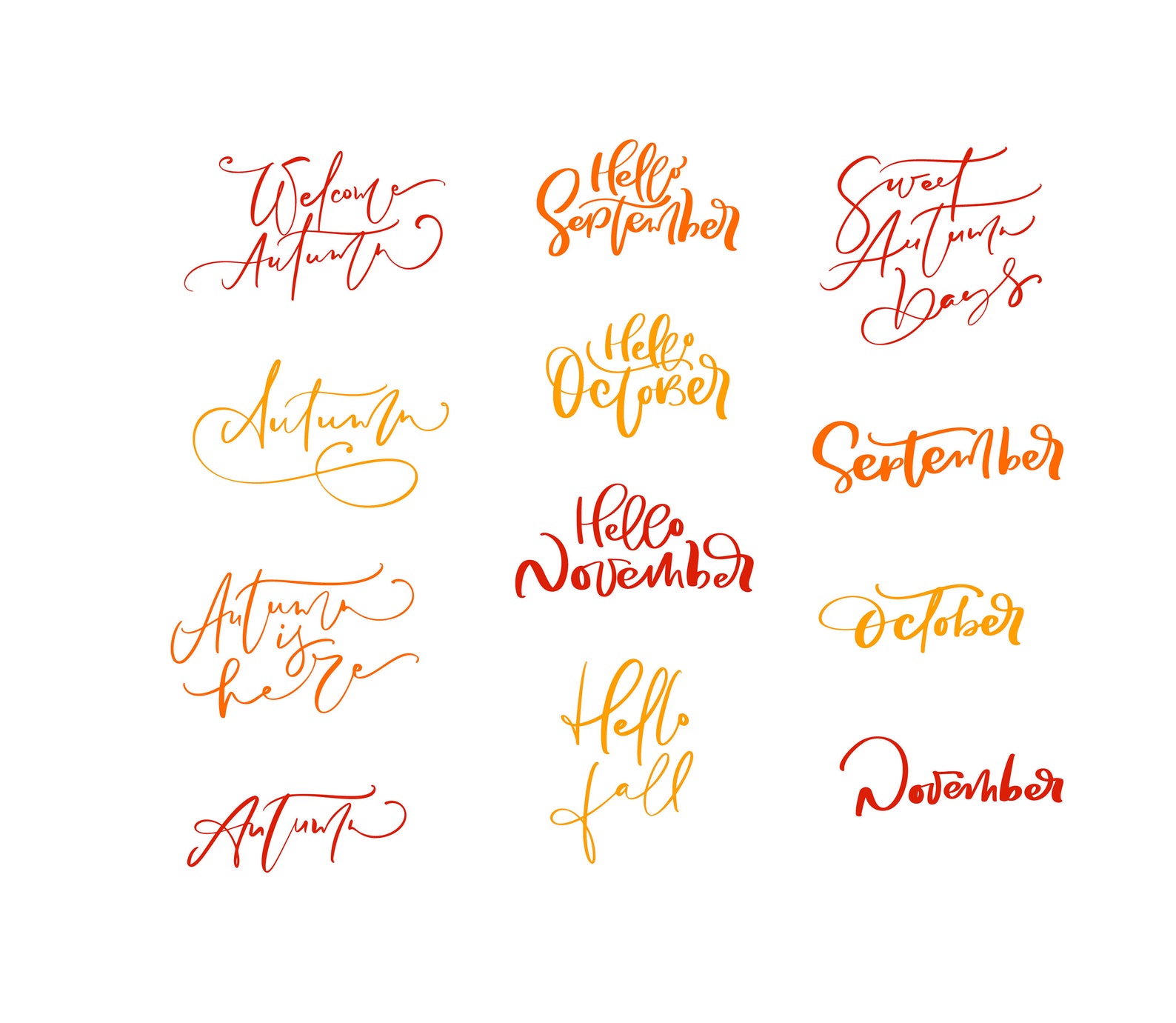38 Fall Themed Scripts SVG PNG EPS Dxf Download - Etsy