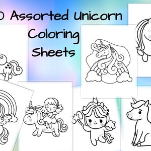 100 Unicorn Coloring Pages Digital Download Set #1