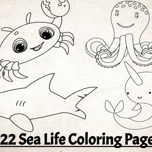 22 Sea Life Coloring Pages Digital Download