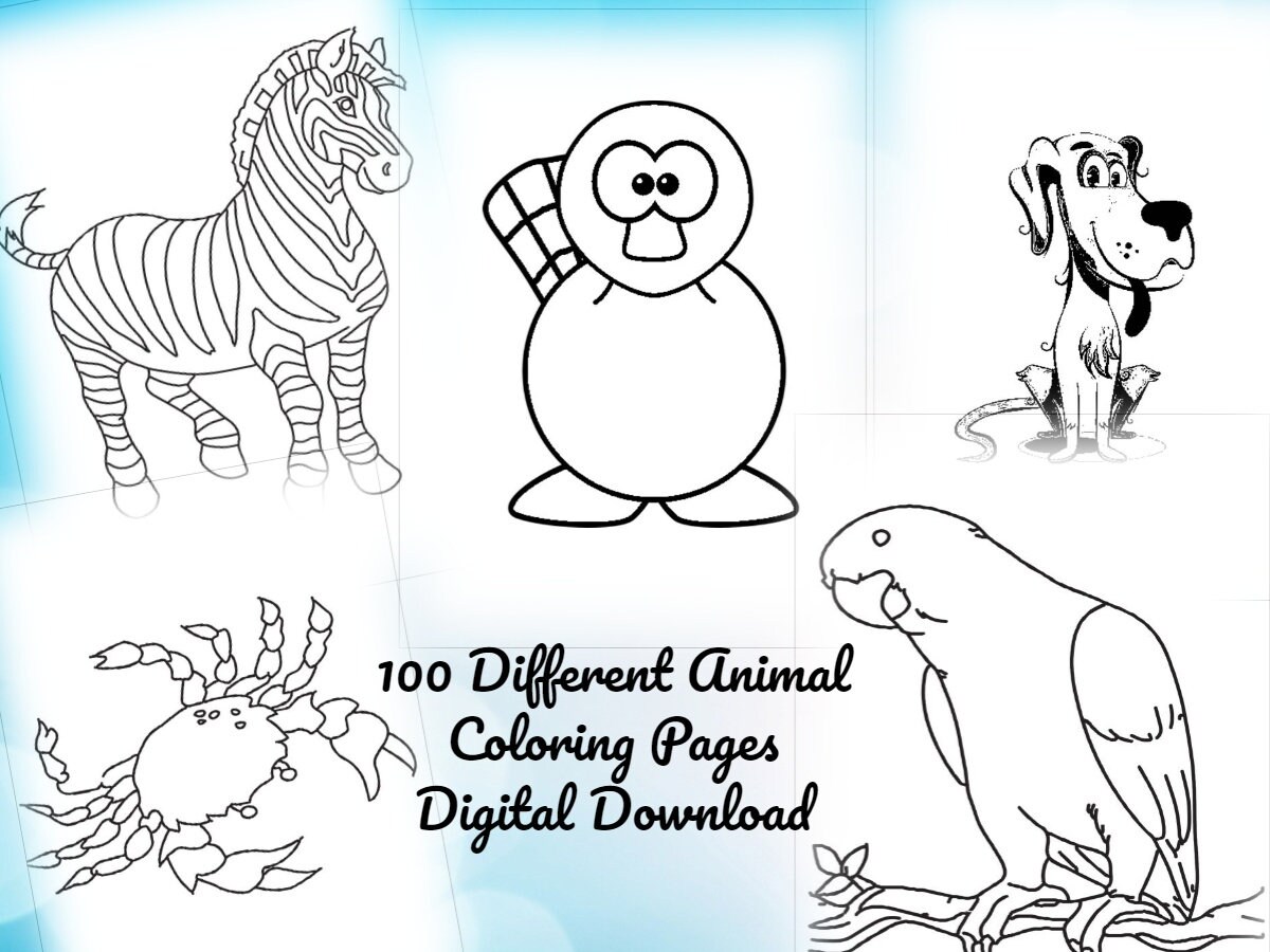 100 Different Animal Coloring Pages Digital Download | Etsy