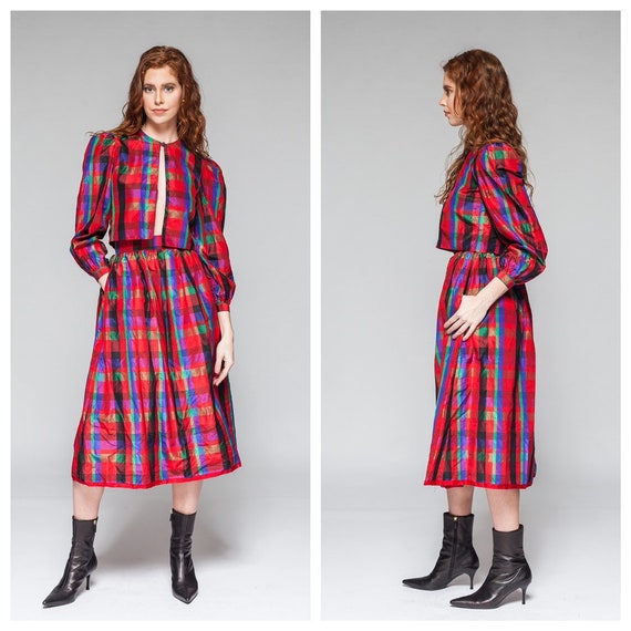 Vintage Plaid 2 pc Skirt Set