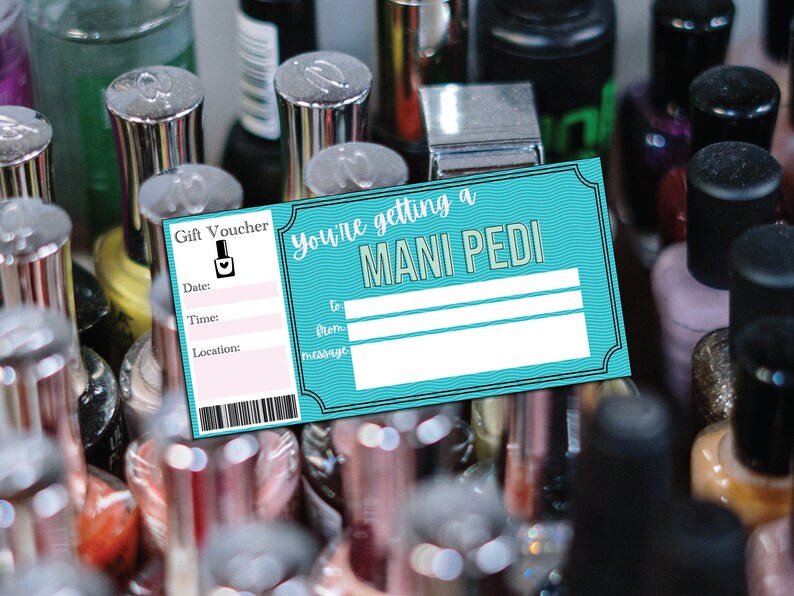 Mani Pedi Gift Certificate Voucher Printable Nail Salon Gift