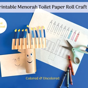 Download digitale Menorah Rotolo di carta igienica Kid Craft per Hanukkah