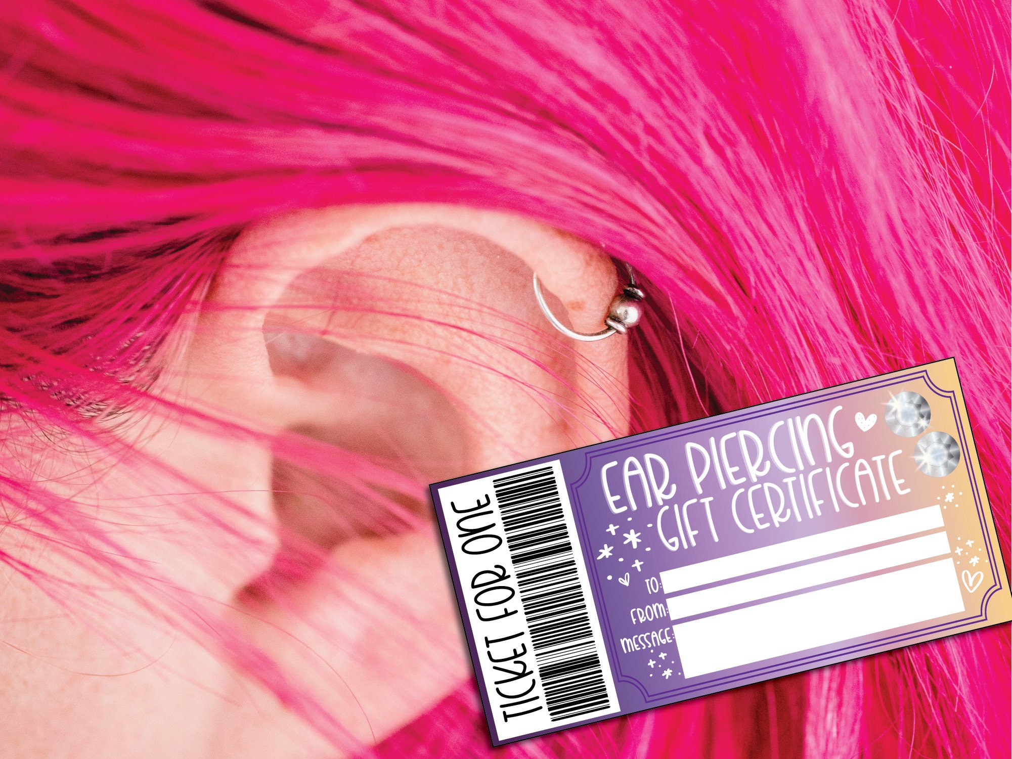 Ear Piercing Gift Certificate Voucher Printable Ears Pierced Gift Ear Piercing Gift Certificate Voucher Printable Ears Pierced Gift