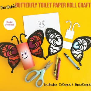 Schmetterling Toilettenpapierrolle Basteln für Kinder - Digitaler Download Valentinstag & Earth Day, Upcycle Geschenk, druckbares Bastelprojekt