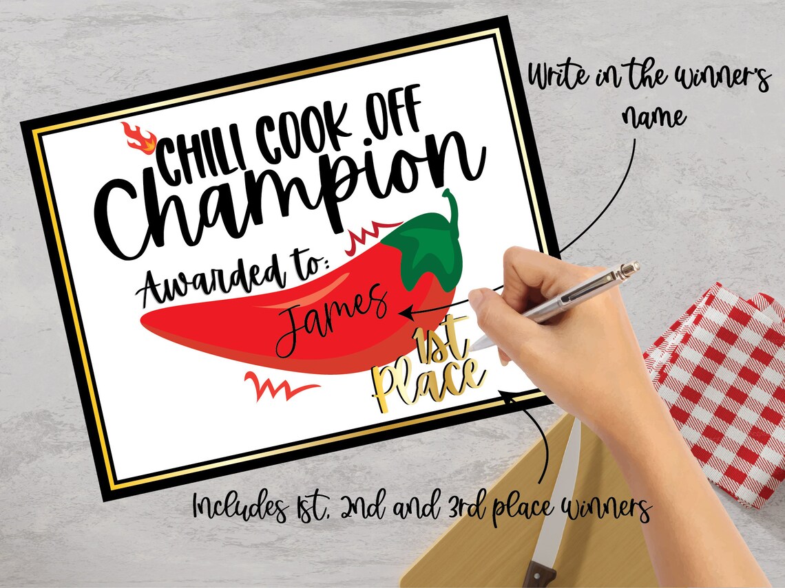 Chili Cook off Voting Ballots and Awards With Table Cards, 1st, 2nd and