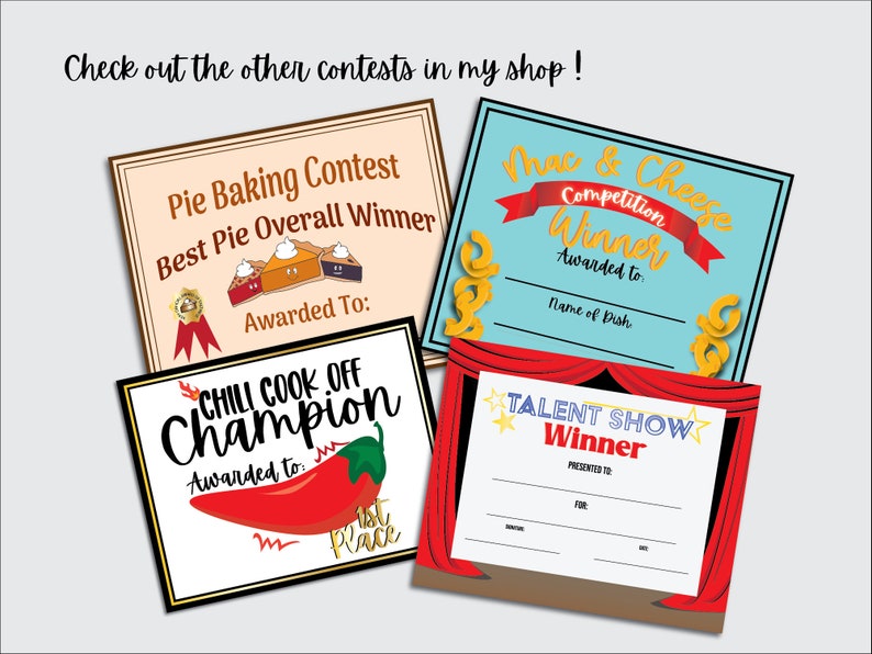 Printable Cookie Baking Contest Voting Ballots and Awards Etsy