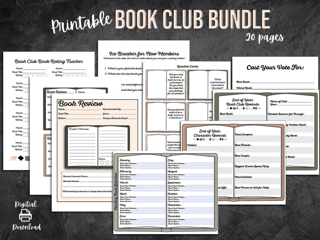 Book Club Bundle Printable, Book Club Questions and Conversation
