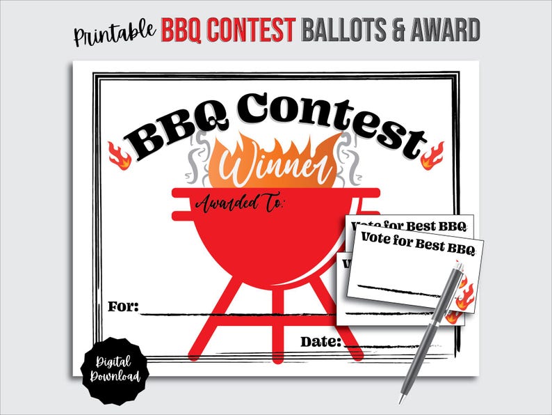 Bbq Draw Raffle BBQ Contest Voting Pack: Crown the Grill Champ With Printable Awards - Etsy