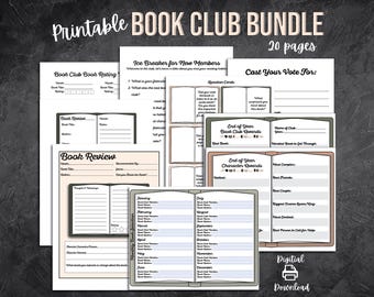 Kit imprimible para clubes de lectura: planificador, preguntas para debate y registro todo en uno / paquete de hojas de trabajo para grupos de lectura.