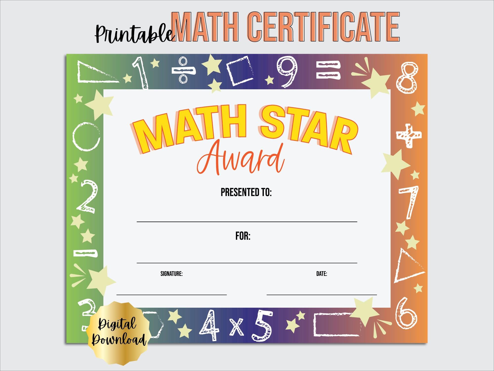 Math Star Certificate Template, Math Star Award of Recognition, Classroom Award, End of the Year Award, Math Star of the Month - Etsy math-star-certificate-template-math-star-award-of-recognition-classroom-award-end-of-the-year-award-math-star-of-the-month-etsy