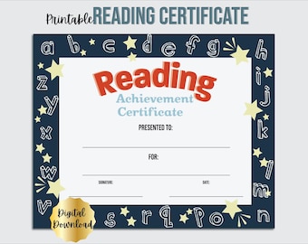 Certificado de reconocimiento a la lectura, editable (descarga digital)
