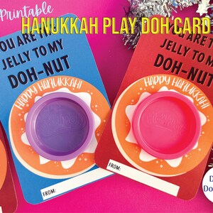 Support cadeau Hanukkah Play Doh pour enfants, inspiré de Jelly Donut ; Cadeau école hébraïque, cadeau autre que Candy, carte de Hanoucca pâte à modeler ; Téléchargement numérique