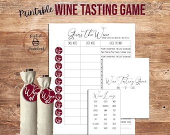 Wine Tasting Party Kit Printable, Blind Taste Test Game, Wine Tasting Scorecard, Girls Night Wine Party