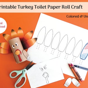 Craft Turkey Toilet Paper Roll Kid Activité pour Thanksgiving, Téléchargement numérique Artisanat de Thanksgiving pour les enfants