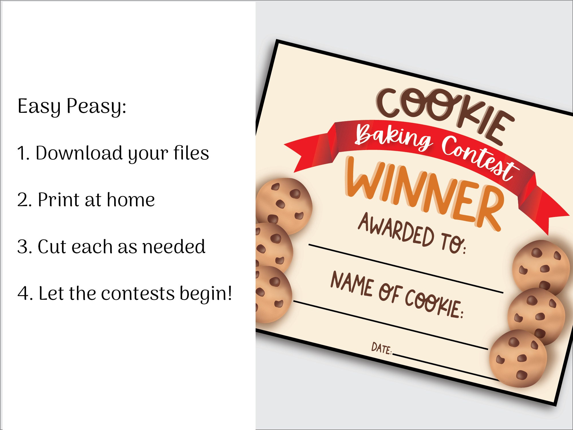 Printable Cookie Baking Contest Voting Ballots and Awards Etsy