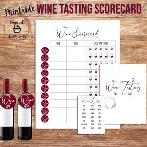 Wine Tasting Party Kit Printable, Wine Tasting Scorecard, Girls Night Wine Party, Digital Download Wine Tasting Sheet
