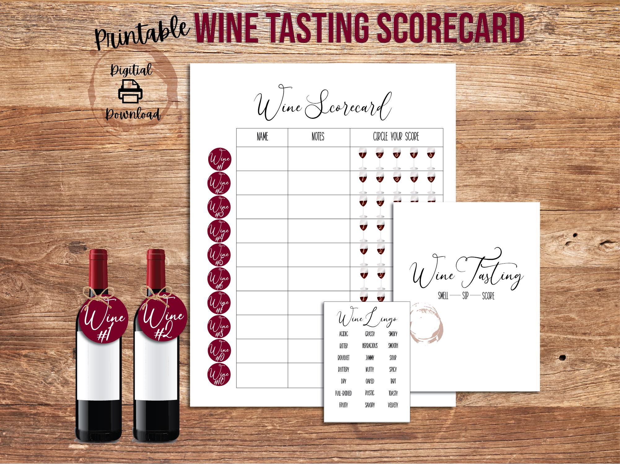 Wine Tasting Party Kit Printable, Wine Tasting Scorecard, Girls Night ...
