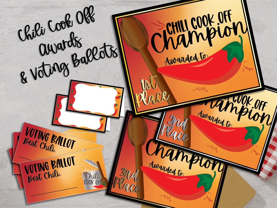 Award Certificates for Chili Cook Off, Voting Ballots and Table Cards ...