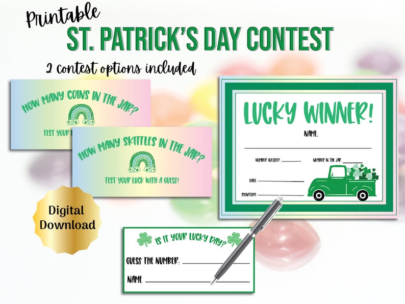 St. Patrick's Day Guess How Many in the Jar Game Contest Printable ...