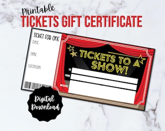 Sorpresa con entrada para concierto imprimible, certificado de regalo para entradas, regalo para una cita romántica, sorpresa para un espectáculo de Broadway, idea de regalo de última hora