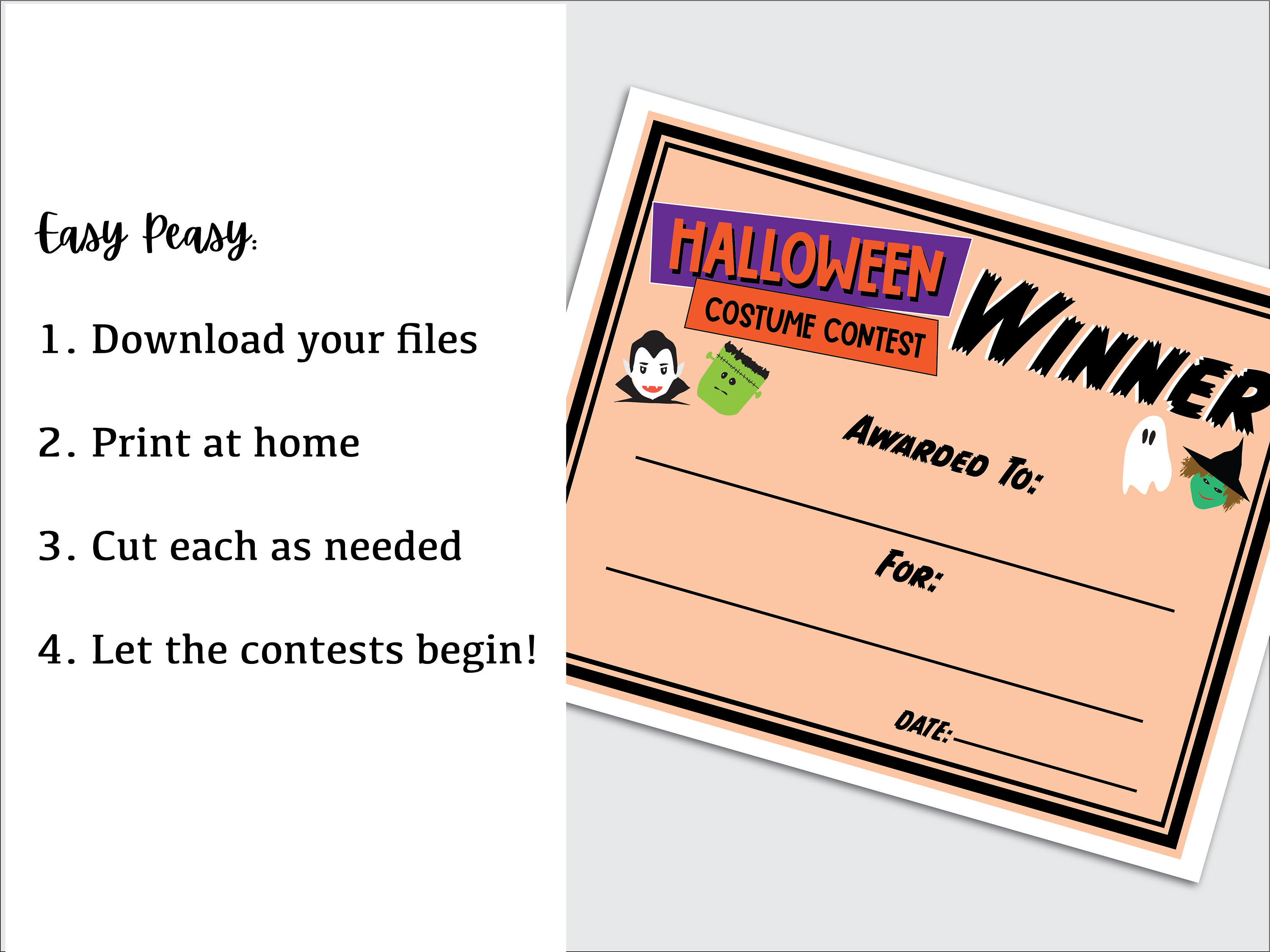 Halloween Costume Contest Printable Bundle, Voting Ballots and Award ...
