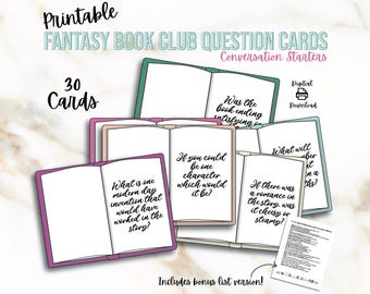 Fantasy Book Club Question Cards Printable, Romantasy Book Club Conversation Starters, Book Club Discussion for Fantasy Book Lovers