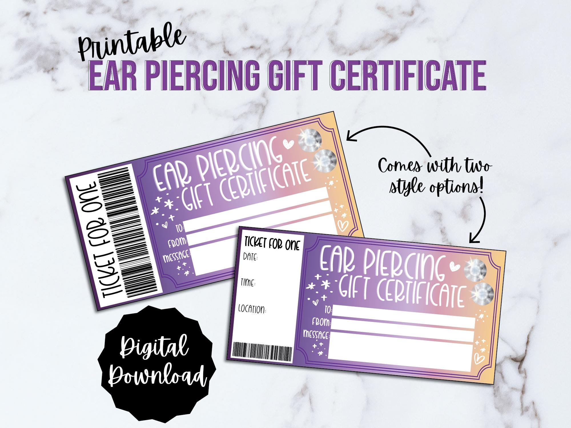 Ear Piercing Gift Certificate Voucher Printable, Ears Pierced Gift Certificate, Editable PDF Gift Voucher, Birthday or Holiday Surprise - Etsy ear-piercing-gift-certificate-voucher-printable-ears-pierced-gift-certificate-editable-pdf-gift-voucher-birthday-or-holiday-surprise-etsy