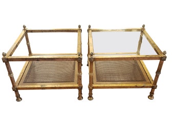 Maison Jansen Neoclassical Gilt Metal Side Tables, Pair