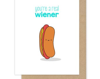 Funny Congratulations Card Pun Congrats Fun Graduation New Job Cute Hot Dog Real Wiener Winner Handmade Greeting Cards For Friend Her Him