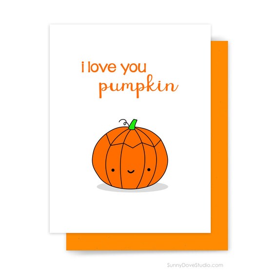 Items similar to Happy Halloween Card For Girlfriend Wife Anniversary I Love You Pumpkin Pun