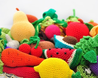Amigurumi Pattern. 35 Crochet Play Food Patterns. Crochet Pattern Book. Crochet Toy Pattern. Crochet Fruit. Crochet Vegetable.