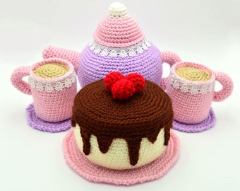 Amigurumi Tea Set and Cake Crochet Pattern, Crochet Food Pattern Crochet Toy Pattern Crochet Cake Pattern, Amigurumi Food Pattern Play Food