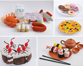Over 40 Amigurumi Crochet Play Food Patterns, Including Breakfasts, Lunches, Dinners, Desserts and Grocery Items