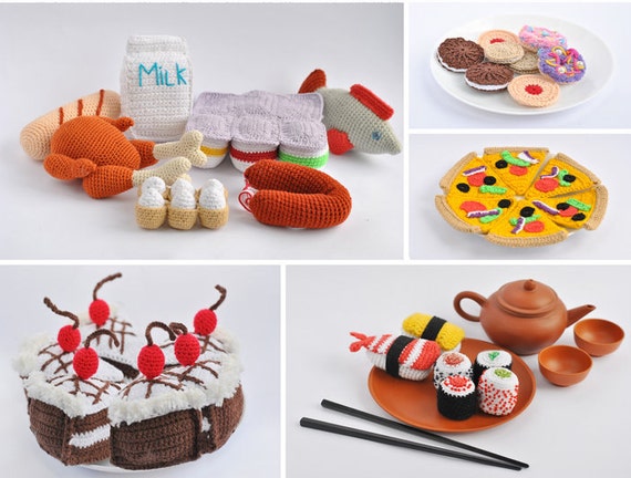 Over 40 Amigurumi Crochet Play Food Patterns, Including Breakfasts, Lunches, Dinners, Desserts and Grocery Items