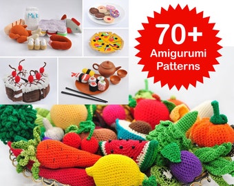 Amigurumi Pattern. 70+ Crochet Play Food Patterns. Crochet Toy Pattern. Crochet Fruit. Crochet Vegetables. Crochet Amigurumi Patterns