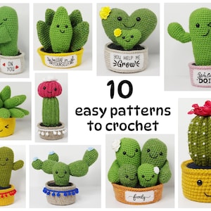 10 easy amigurumi cactus crochet patterns. Crochet gift patterns, crochet plants, crochet home decor patterns, cute crochet patterns