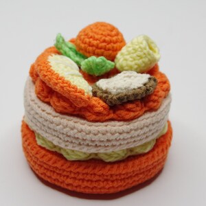 Crochet play food, crochet pastry pattern, crochet fruit, crochet vegetables, crochet food pattern,play kitchen crochet patterns.