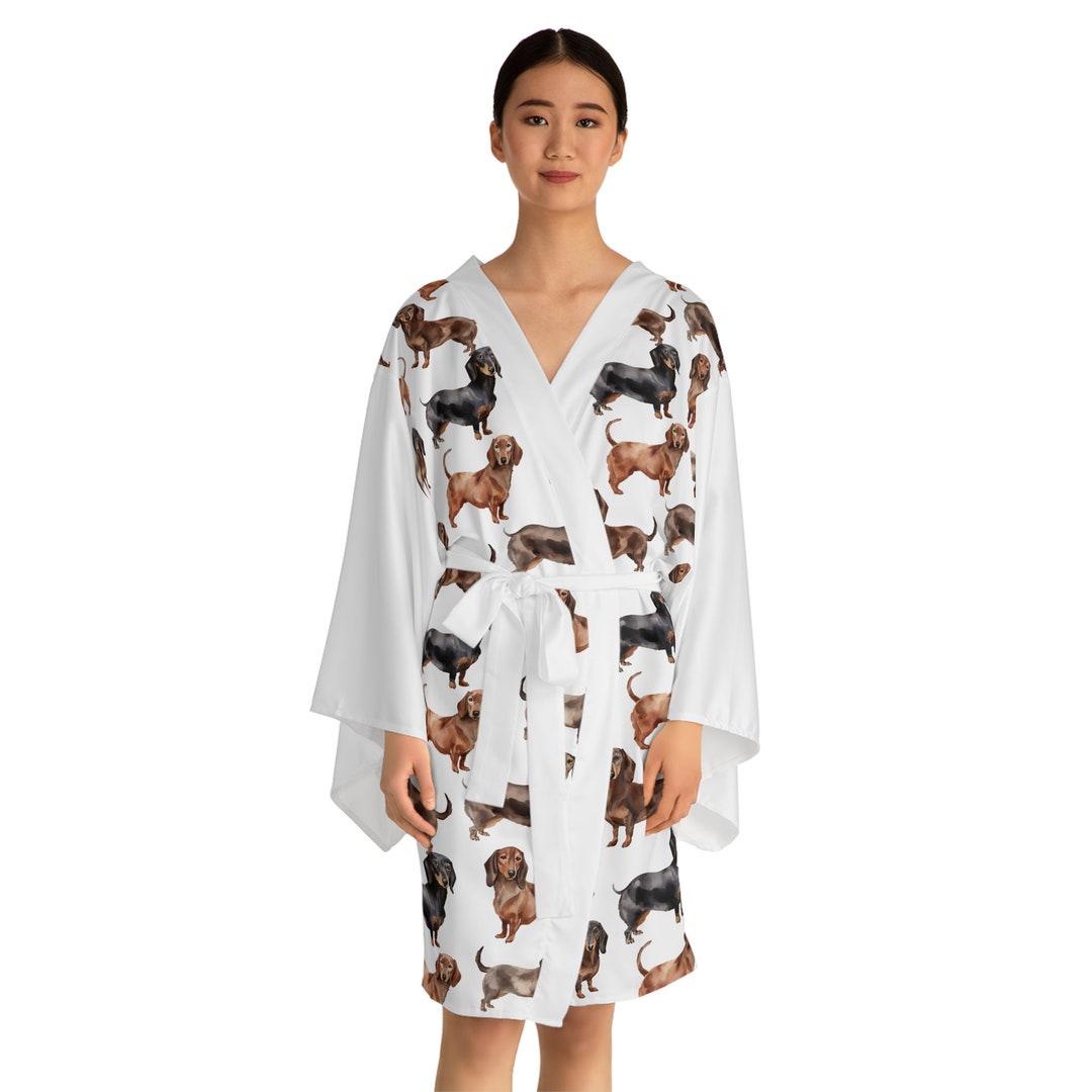 Dog Shih Tzu Pattern Print Women Long Robe
