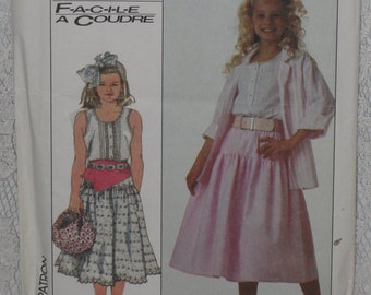 Simplicity 8094 Pattern Girls Skirt, Camisole & Top Size 8 Vintage