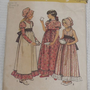 Simplicity Pattern 6371 Girls&#39; Holly Hobbie Dress, Jumper & Bonnet Size 12 Vintage 1970&#39;s